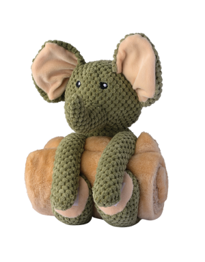 Doudou Peluche pour Chien avec Plaid Éléphant - Pet Joy