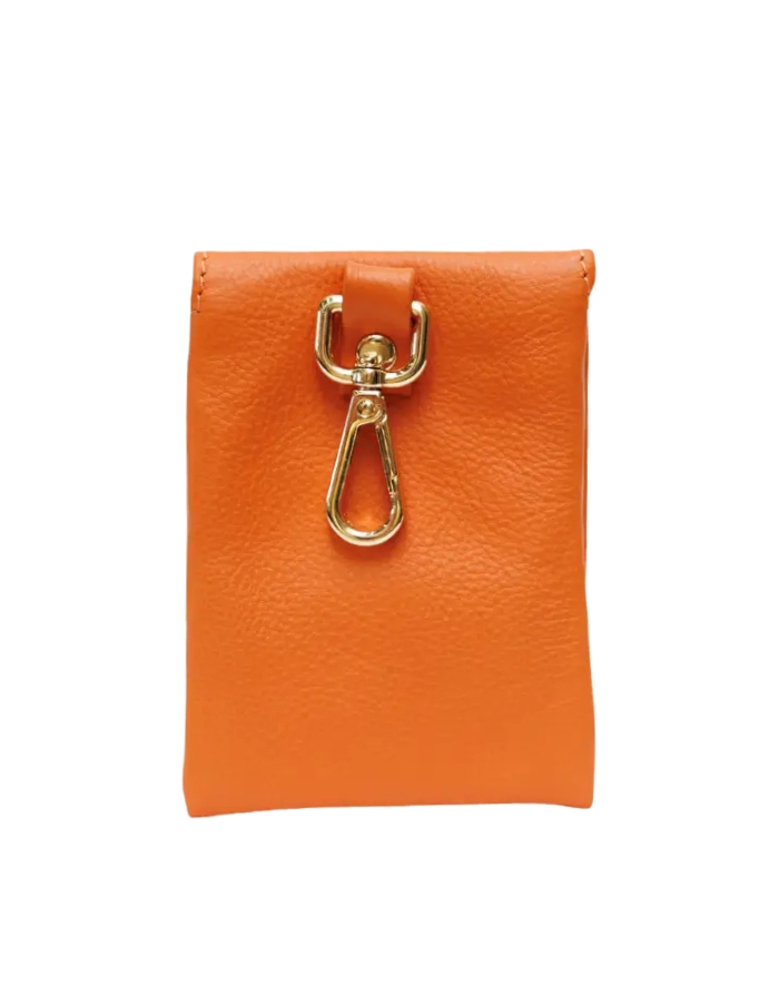 Sac à Friandises pour Chien - Cuir Véritable Orange