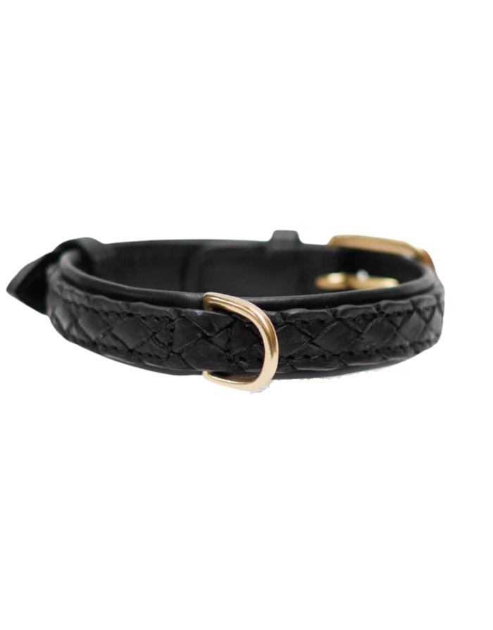 Collier pour Chien Cuir Tressé Noir - Luxe & Élégance