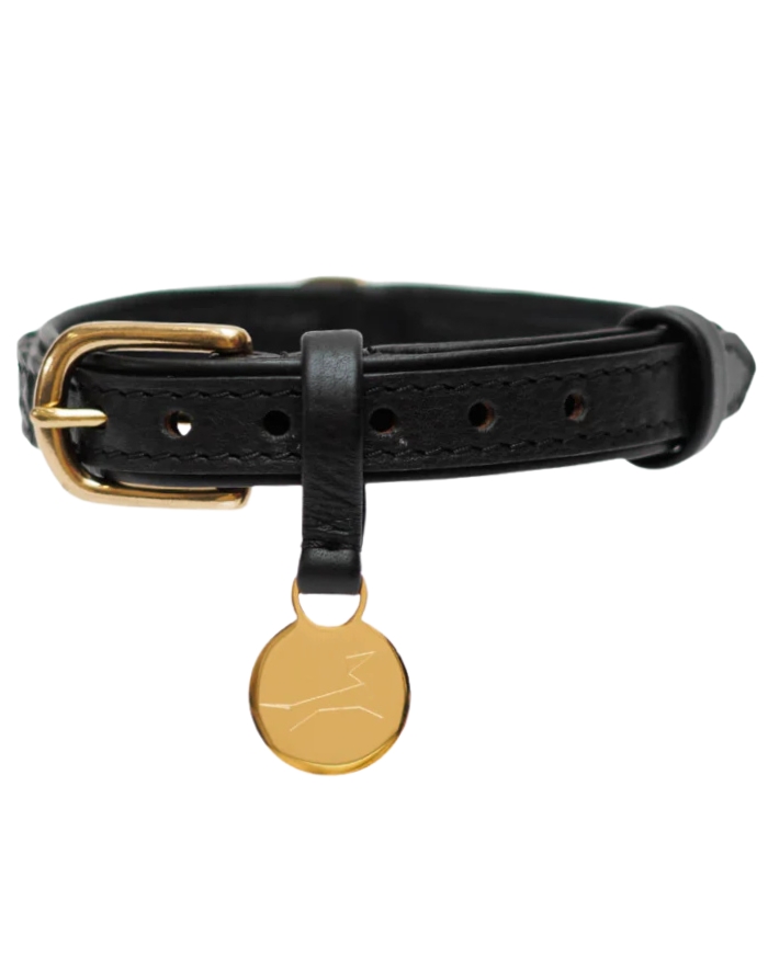 Collier pour Chien Cuir Tressé Noir - Luxe & Élégance